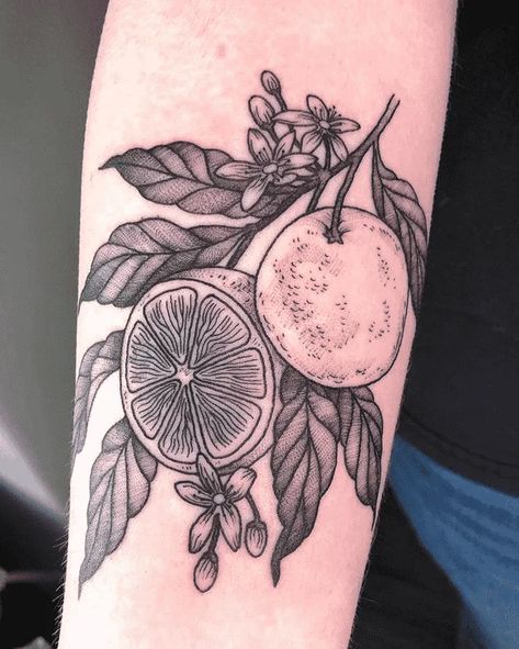 Orange Tattoo Ink, Orange Tattoo, Tattoo Ink Colors, Fruit Tattoo, Tattoo Artwork, Blossom Tattoo, Botanical Tattoo, Bad Tattoos, Ink Design