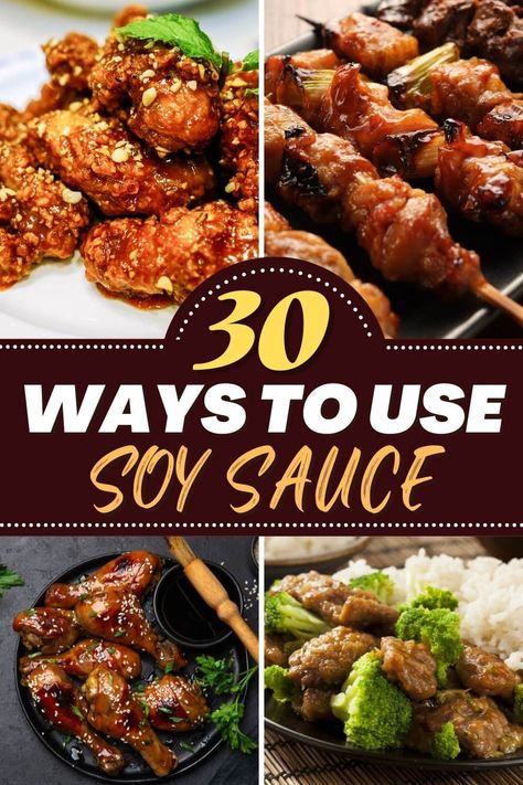 There are plenty of ways to use soy sauce that doesn't involve sushi, but these are by far the best. And it's not all savory, either. Soy caramel, anyone? Meals With Soy Sauce, Recipes Using Soy Sauce, Food With Soy Sauce, Soy Sauce Recipe Dishes, Japanese Sauces, Soy Sauce Recipes, Veggie Marinade, Healthy Soy Sauce, Korean Appetizers