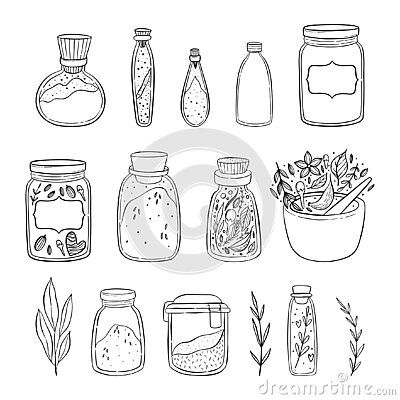 Spices Tattoo, Bad Drawings, Herb Jar, Seasoning And Spice, Sugar Jar, Bullet Journal Design Ideas, Painting Inspo, Spices And Herbs, Line Illustration