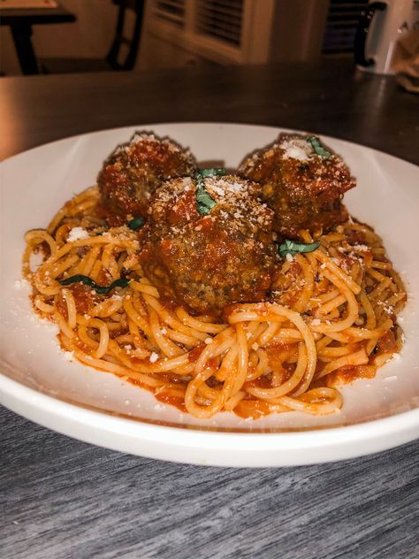 Spaghetti & Elk Meatballs Elk Spaghetti, Meatballs Venison, Elk Meatballs Recipes, Elk Bolognese, Elk Meatballs, Rao’s Meatballs, Italian Bread Crumbs, Meatball Marinara, Chef John’s Italian Meatballs