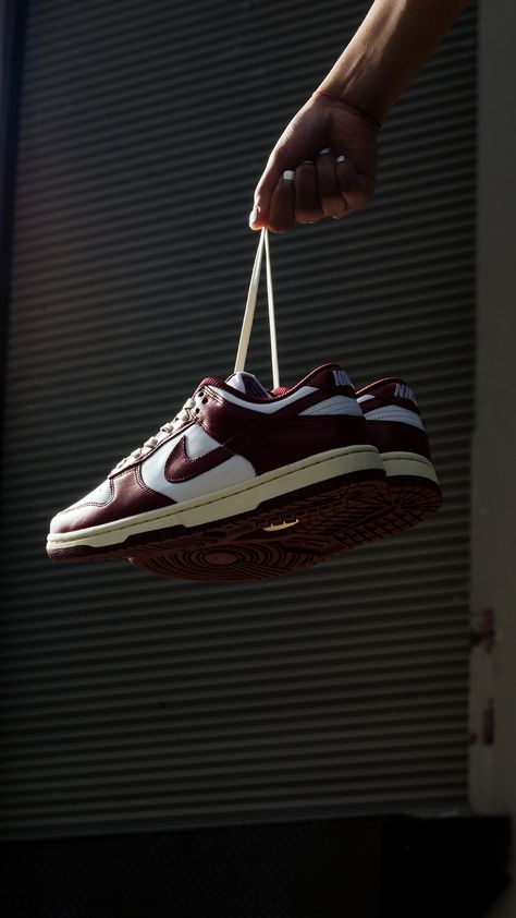 The Nike Dunk Low Women's 'Team Red'—releasing this Friday, 4/21. Enter the draw: https://feature.com/products/nike-womens-dunk-low-prm-white-team-red-coconut-milk Sneakers Fashion Photography, Sneaker Picture Ideas, Team Red Dunks, Nike Photography, Shoe Pictures, Nike Campaign, Sneakers Instagram, Shoe Pic, Gym Photoshoot