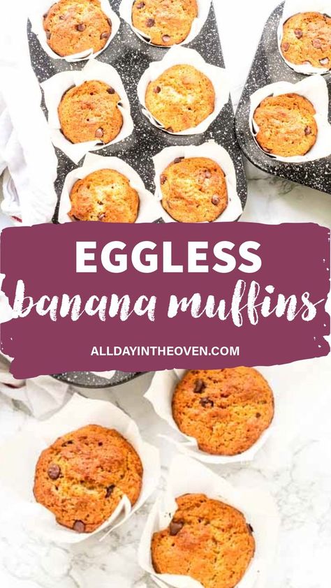 Eggless Muffin Recipe Eggless Cupcakes Recipes, Eggless Muffin Recipes, Easy Eggless Desserts, Muffins Without Eggs, Egg Free Banana Muffins, Eggless Dessert Recipes, Vegan Banana Bread Muffins, Eggless Banana Cake Recipe, Eggless Banana Muffins