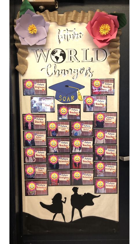 Future World Changers World Changers Classroom Door, World Changers Classroom Theme, World Changers Bulletin Boards, Future World Changers Bulletin Board, Future World Changers, Inspirational Classroom Quotes, Year 2 Classroom, Bee Classroom, Preschool Decor