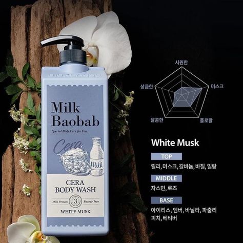 Cera White Musk Milk Baobab Body Wash as used by BTS Jungkook seen on the BTS In The Soop Season 2 Milk Baobab, Baobab Fruit, Scented Body Wash, Musk Scent, African Continent, Tree Base, Milk Protein, Mild Soap, 16 9