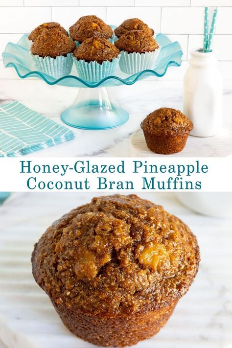 Pineapple Bran Muffins, Pineapple Coconut Muffins, All Bran Muffins, Honey Bran Muffins, Glazed Pineapple, Best Muffin Recipe, Dessert Favorites, Raisin Bran Muffins, Pineapple Cakes