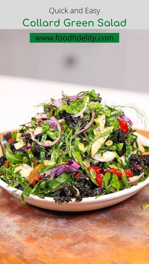 Copycat Crisp And Green Salads, Whole 30 Collard Greens, Collard Green Salad, Collard Greens Vegan, Red Pepper Vinaigrette, Collard Green Salad Raw, Collard Greens Salad, Vegan Collard Greens, Healthy Soul Food