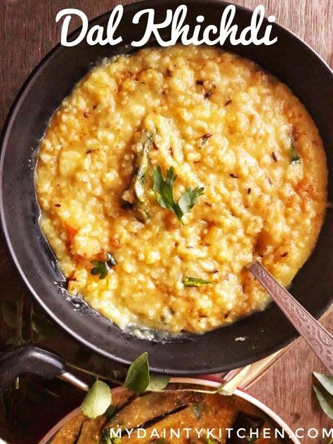 Khichdi Recipes, Dal Khichdi, Khichdi Recipe, Vegetarian Mains, Indian Rice Recipes, Indian Rice, Lentils And Rice, Quick Dishes, Moong Dal