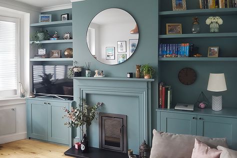 Living Room Alcoves Ideas, Cupboards Either Side Of Fireplace, Fitted Alcove Cupboards Living Rooms, Alcove Shelves Living Room, Living Room Alcove Cupboards, Alcove Shelving Living Room, Alcove Storage Living Room, Cupboard Living Room, Alcove Ideas Living Room