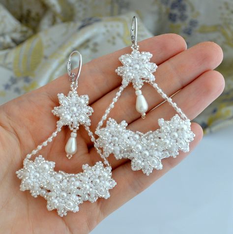 Bridal Jewellry, Beads Pictures, Beaded Wedding, Handmade Beaded Jewelry, Homemade Jewelry, Earring Tutorial, Handmade Wire Jewelry, Unique Handmade Jewelry, Bead Jewellery