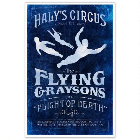 Haly's Circus print The Flying Graysons, Flying Graysons, Circus Poster, Univers Dc, Dc Collectibles, Im Batman, Damian Wayne, Dc Memes, Batman Family