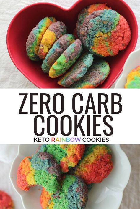 Balanced Recipes, Keto Baking, Keto Side, Postre Keto, Sugar Free Cookies, Keto Sweets, Zero Carb, Rainbow Cookies, Keto Friendly Desserts