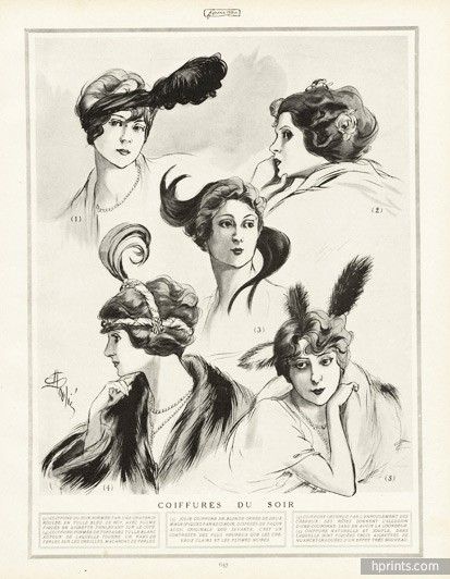 Soulié 1912 Coiffures du Soir, Hairstyles 1900 Hair Styles, 1909 Hairstyle, 1905 Hairstyles, 1912 Hairstyles Tutorials, 1910 Hair, Edwardian Hairstyles, Evening Hairstyles, Athletic Hairstyles, Horror Music