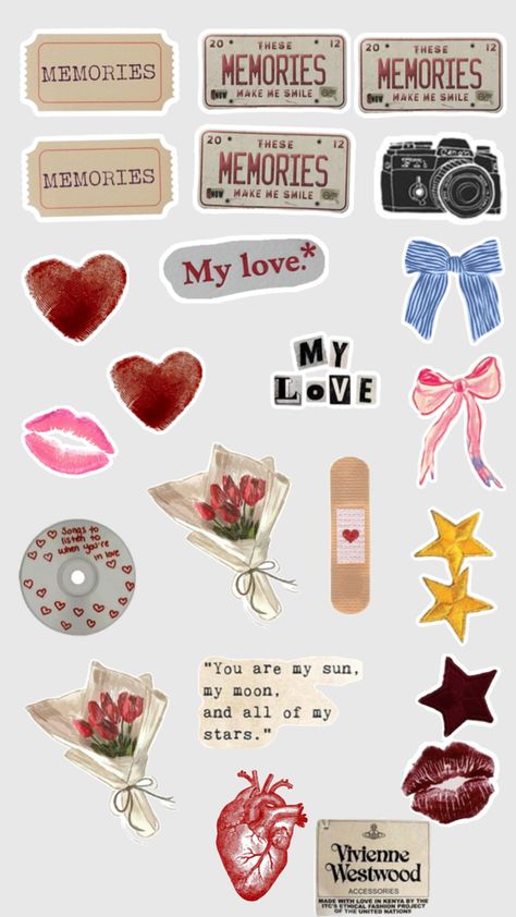 Aesthetic Stickers Scrapbook, Aesthetic Clipart Sticker, Making Stickers Diy, Laptop Stickers Aesthetic Printable, Scrapbook Printables Stickers, Stickers Aesthetic Love, Love Stickers Printables Scrapbooking, Love Stickers Printable, Junk Journal Printables Free