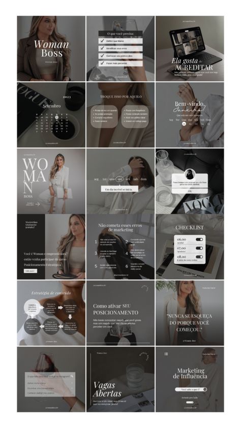 Elevate your social media presence with the empowerning "Woman Boss" Canva pack. This stunning collection of templates is designed to help you create a luxurious and classy Instagram feed that embodies the confidence and strength of a true leader.  Showcase your brand with impactful visuals and elevate your online presence to new heights. 




.#CanvaTemplates #SocialMediaDesign #InstagramIdeas #PinterestTemplates #CreativeCanva Classy Social Media Design, Boss Lady Instagram Feed, Instagram Page Aesthetic Layout, Buisness Insta Feed Ideas, Instagram Story Ideas For Company, Instagram Feed Astethics, Luxury Aesthetic Instagram Feed, Ig Business Page Aesthetic, Luxury Brand Instagram Feed