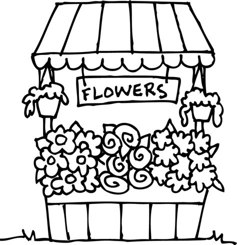 View full size Banner Freeuse Flower Shop Drawing At Getdrawings - Flower Store For Coloring Clipart and download transparent clipart for free! Like it and pin it. Shop Coloring Pages, Printable Flower Coloring Pages, Doodle Art Flowers, Flower Store, Flower Stand, Plant Drawing, Clipart Black And White, Floral Shop, Flower Coloring Pages