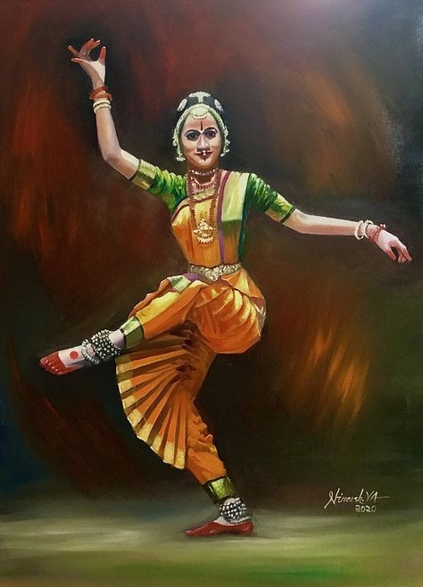 Indian classical dance, oil on canvas Classical Dance Drawing Pencil Sketch, Bharatanatyam Dancer Painting, Natraj Painting, Indian Classical Dance Painting, Black Art Painting Abstract, Pencil Art Love, Goddess Painting, Peace Drawing, Dance Portraits