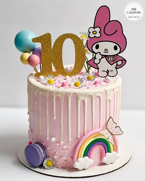 Melody Hello Kitty Birthday, My Melody Cake Ideas, My Melody Birthday Party Ideas, Melody Cake Design, Mymelody Cake, My Melody Birthday Cake, Sanrio Cake Birthday, Hello Kitty And Friends Cake, Cinamoroll Cake