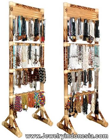 Bamboo necklace and bracelet display Anklet Display Ideas, Dog Collar Display, Necklace Holders, Bamboo Necklace, Scarf Display, Bamboo Jewelry, Craft Booth Displays, Diy Jewelry Display, Craft Stalls