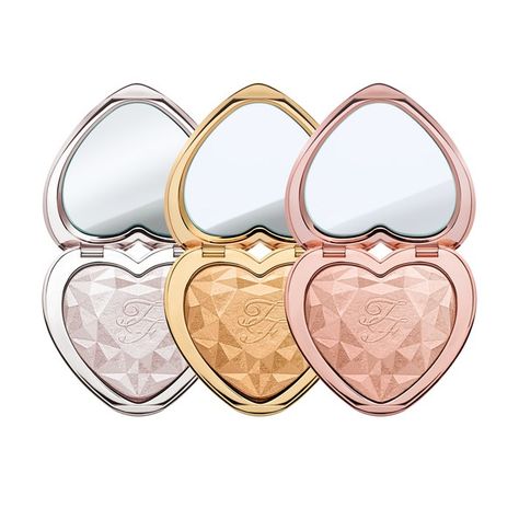 Back when Blandino first showed off the new Skinnydip collaboration, he snuck the upcoming rose-gold highlighter into the shot. The adorable heart-shaped compact is similar to the ones that the Love Flush blushes come in. Too Faced Highlighter, Makeup 2017, Best Highlighter, Glamorous Makeup, Makeup Tutorial For Beginners, Too Faced Makeup, Love Light, Makeup For Beginners, Makeup Forever