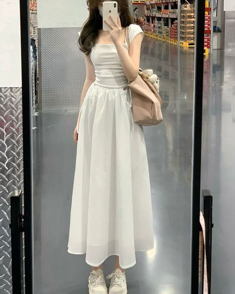 Fairycore Dresses, 파티 드레스, Looks Party, Korean Fashion Dress, White Dress Party, Elegant Dresses For Women, White Dress Summer, Modest Fashion Outfits, Spring Summer Dress