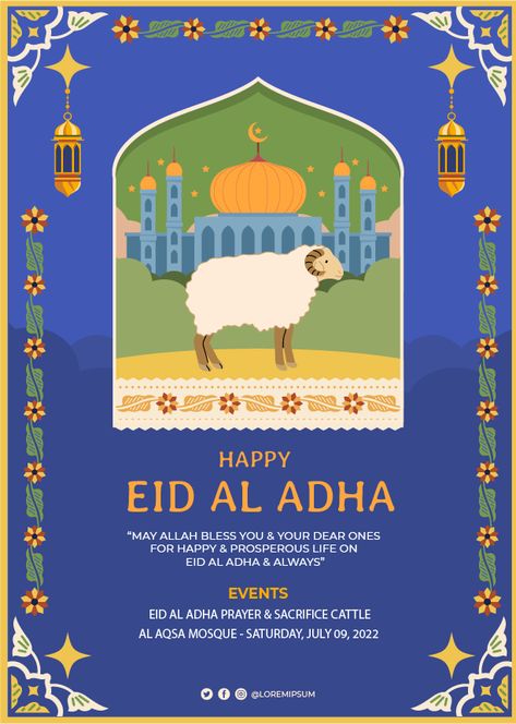 Eid Poster Design, Eid Al Adha Poster, Eid Al Adha Design, Eid Al-adha Design, Eid Al Adha Greetings, Invitation Poster, Eid Adha, Happy Eid Al Adha, Idul Adha