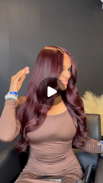 Leanna Marie 🇯🇲 on Instagram: "You guys remember my client from a few of my videos? Look at how much her hair has grownnnn!! That’s why I love these protective styles😍   We used 4-26” body wave bundles + a 20” 2x6 closure from @rawhouse_extensions  We cut a good but off 😍   Burgundy colored by @colorme.ri 🔥🔥  . . . . #atlantahairstylist #atlhairstylist #atlstylist #atlwiginstallation #atlsewin #frontalsewin #wiginstall #atlfrontals #atlclosures #closuresewin #traditionalsewin" Burgundy Closure Sew In, Body Wave Sew In With Closure, 2x6 Closure, Burgundy Closure Wig, 2x6 Closure Sew In, Burgundy Hair Extensions, Burgundy Lace Front Wig Body Wave, Burgundy Bundles, Sew In Body Wave