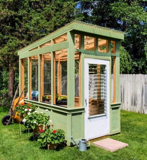 Unique Sheds, Pretty Sheds, Garden Gates Ideas, Cute Sheds, Garden Sheds Ideas, Old Window Greenhouse, Studios Interior Design, Homemade Greenhouse, Classy Garden