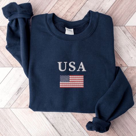 Embroidery Tshirts, America Sweatshirt, Usa Crewneck, American Flag Sweatshirt, Usa Embroidery, Usa Sweater, Usa Sweatshirt, Usa Shirt, Flag Shirt