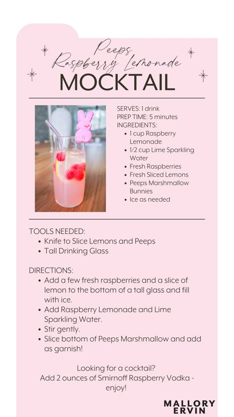 Easiest Cocktails, Drink Nonalcoholic, Drinks Slushies, Smirnoff Raspberry, Drinking Ideas, Girls Night Drinks, Valentines Party Ideas, Mocktail Party, Best Non Alcoholic Drinks