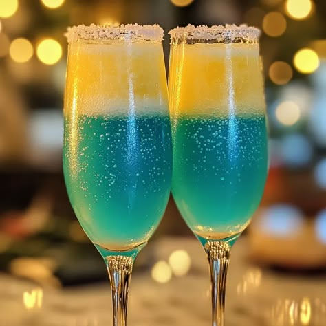 Jack Frost Mimosa Jack Frost Drink, A Christmas Story Party, Best Mimosa Recipe, Mimosa Ingredients, White Chocolate Cherry, New Year's Drinks, Xmas Drinks, Oreo Cookie Balls, Juice Ice Cubes