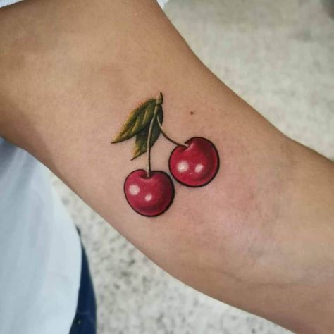 Small Cherry Tattoo, Cherry Tattoo, Unique Tattoos For Men, Cherry Tattoos, Small Forearm Tattoos, Small Wrist Tattoos, Tattoo Desings, Tattoo Videos, Small Tattoos For Guys