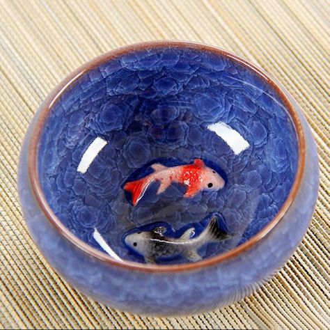 Chinese Tea Cups, 3d Ceramic, Chinese Bowls, Carp Fish, Japanese Tea Cups, Carpe Koi, Golden Fish, Tea Cup Gifts, Kung Fu Tea