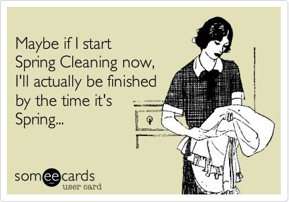 Funny Seasonal Ecard: Maybe if I start Spring Cleaning now, I'll actually be finished by the time it's Spring... Bubble Gang, Spring Cleaning Quotes, Face Cleaning Routine, Spring Cleaning Organization, Cleaning Quotes Funny, Cleaning Quotes, Scrubbing Bubbles, Spring Cleaning Hacks, Clean Memes