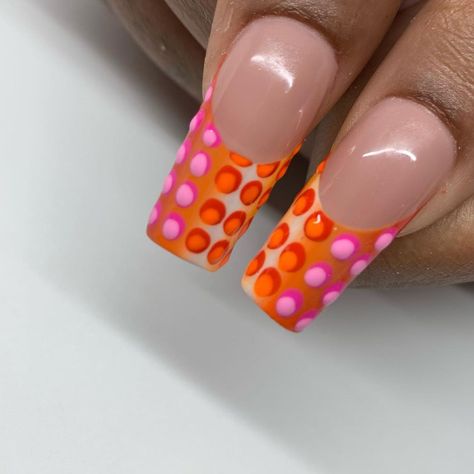 nailedbytav Signature Nails, Peace Nails, Retro Nails, Nail Design Inspiration, Neon Nails, Acrylic Nails Coffin, Orange Nails, Fire Nails, Dream Nails