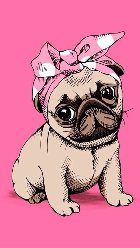 Wallpaper Pug, Cute Doge, Pug Wallpaper, Pug Cartoon, Dog Tumblr, Pug Art, Dog Sketch, Dog Wallpaper, Dog Illustration