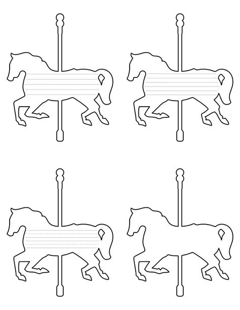 Carousel Horse Template, Horse Template Free Printable, Carasol Horses, Gingerbread Carousel, Cutout Templates, Carousel Template, Horse Template, Horse Birthday Cake, Diy Cardboard Toys