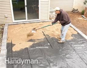 Renew an old concrete patio with decorative brick or concrete pavers. You don't have to remove the concrete. Here's how to do it quickly and easily. Diy Concrete Slab, Pavers Over Concrete, Concrete Sidewalk, Patio Blocks, Pavers Diy, Diy Patio Pavers, Concrete Patio Makeover, How To Install Pavers, Concrete Repair