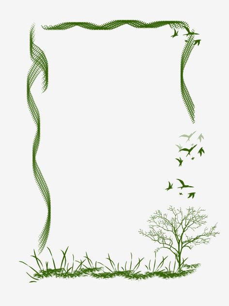 Painted Borders Designs, Spring Borders And Frames, Earth Border Design, Border For Pictures, Nature Border Design, Poster Border Design, Leaves Border Design, Green Border Frame, Green Border Design