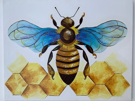 Bee Painting, Picasso Art, Family Art, Acrylic Canvas, Art Sketch, Queen Bee, Queen Bees, Honey Bee, Oil Painting On Canvas