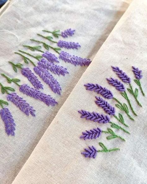 Lavender Embroidery Pattern, Sulaman Pita, Embroidery Purse, Clothes Embroidery Diy, Simple Hand Embroidery Patterns, Abstract Embroidery, Sewing Crafts Tutorials, Embroidery Tshirt, Hand Embroidery Videos