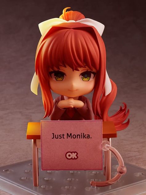 Just Monika, Nendoroid Anime, Face Plates, Doki Doki Literature Club, Desk And Chair, Anime Figurines, Doki Doki, Literature Club, Smiling Face