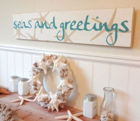 DIY Valentine's Day Gifts & Other Fun! - Princess Pinky Girl Seas And Greetings, Beach Signs Wooden, Florida Christmas, Coastal Christmas Decor, Coastal Holiday, Nautical Christmas, Beachy Christmas, Beach Sign, Tropical Christmas