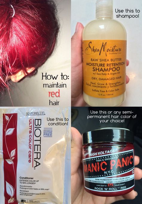 How to: maintain red hair ❤️ ⚠️ A quick disclaimer ⚠️ These are MY personal tips/tricks I do to keep my red hair and it lasts pretty long plus I took cosmetology for two years so I have experience in coloring! Tip #1 DO NOT wash your hair everyday, it'll fade your hair color more and it's very drying for your hair in general. I wash it 1-2x a week. Tip #2 DO NOT USE SULFATE SHAMPOO ON YOUR HAIR! Read ingredients carefully even though they claim to be "sulfate free" so don't be fooled. Tip #3 Dry Red Shampoo For Red Hair, How To Keep Red Hair Vibrant, How To Keep Red Hair From Fading, Red Hair Care Tips, Shampoo For Red Dyed Hair, How To Maintain Red Hair Color, Red Hair Vibrant, Best Red Hair Dye, Red Hair Shampoo