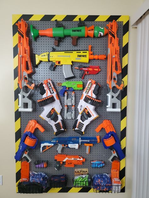 Nerf Wall, Nerf Storage, Basement Ideas Finished, Teenage Boy Room, Diy Barbie House, Nerf Toys, Finished Basement Ideas, Basement Design Ideas, Boys Bedroom Decor