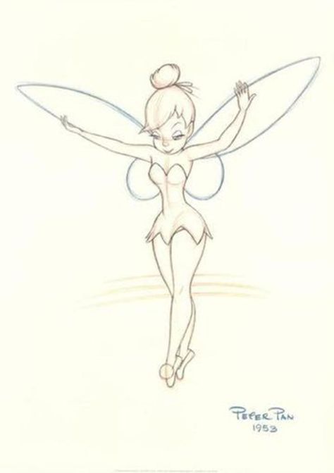 Tinker Bell (Peter Pan) Tinker Bell Tattoo, Fairy Sketch, Tattoo Disney, Disney Mulan, Bell Art, Awesome Artwork, Art Sketches Doodles, Disney Art Drawings, Princess Drawings