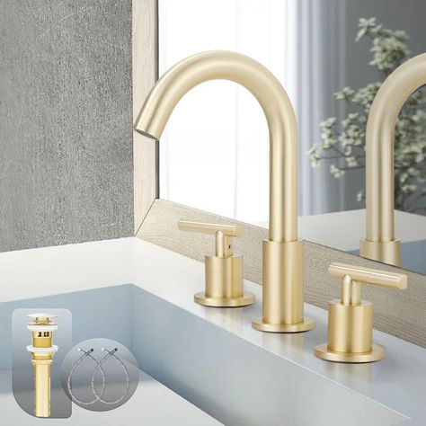 YONGHE JIAJIE TECHNOLOGY INC Widespread Faucet 2-handle Bathroom Faucet with Drain Assembly | Wayfair Widespread Bathroom Faucet, Diy Installation, Bathroom Faucet, Bathroom Sink Faucets, Water Supply, Amazing Bathrooms, Bathroom Faucets, Bathroom Sink, Drain