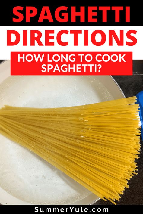 How long to cook spaghetti? The spaghetti cooking time is 8-12 minutes in a pot of boiling water. This is for dry pasta noodles. Get additional tips on how long to boil spaghetti that’s fresh, how long to cook spaghetti al dente, and more. You’ll also learn how long to cook noodles of other types, as well as spaghetti squash and zucchini noodles! How Long To Cook Spaghetti Noodles, How To Cook Spaghetti Noodles, How To Cook Spaghetti, Yule Recipes, Cooking Fresh Pasta, Cook Zucchini Noodles, Spaghetti Bolognese Recipe, Dry Pasta, Squash And Zucchini