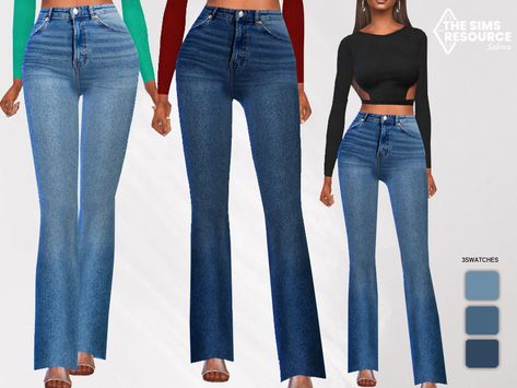 The Sims Resource - Classical Mom Jeans The Sims 4 Jeans, Classy Blouses, Leather Skirt Outfit, Denim Corset Top, Mom Jeans Outfit, Sims 4 Toddler, Sims4 Clothes, Female Shorts, Sims 4 Mods Clothes