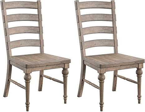 Madrona Burke Eleanor Sandstone Buff Ladderback Dining Chair Wood Seat and Back, Set of Two Cream Dining Chairs, Modern Rustic Farmhouse, Farmhouse Dining Chairs, Wood Ladder, Mid Century Dining, Chic Farmhouse, Wood Dining Chairs, Big Lots, Distressed Wood