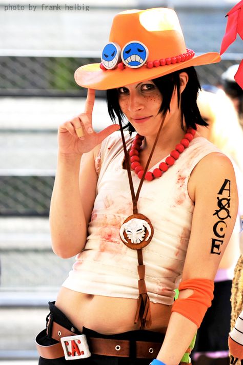 Ace D. Portgas cosplay female version/one piece cosplay Ace Female Cosplay, One Piece Cosplay Female, Ace D Portgas, Ace Cosplay, Gender Bend Cosplay, One Piece Portgas D Ace, Ace One Piece, Pastel Blue Background, Portgas D Ace